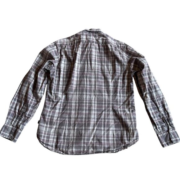 John Varvatos Plaid Button-Down Shirt Long Sleeve 100% Cotton Purple Size Large - Picture 7 of 13